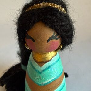 Handcrafted Wooden Peg Doll Princess Jasmine - Disney Princess